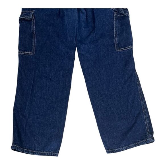 Simple Society Blue Denim Carpenter Jeans 3/26 Wide Leg Mid-Rise Women Juniors - Picture 7 of 12